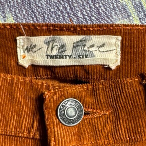 We The Free Skinny Fit Corduroy Pants High Rise Frayed Hem in Chestnut Brown - Picture 12 of 13